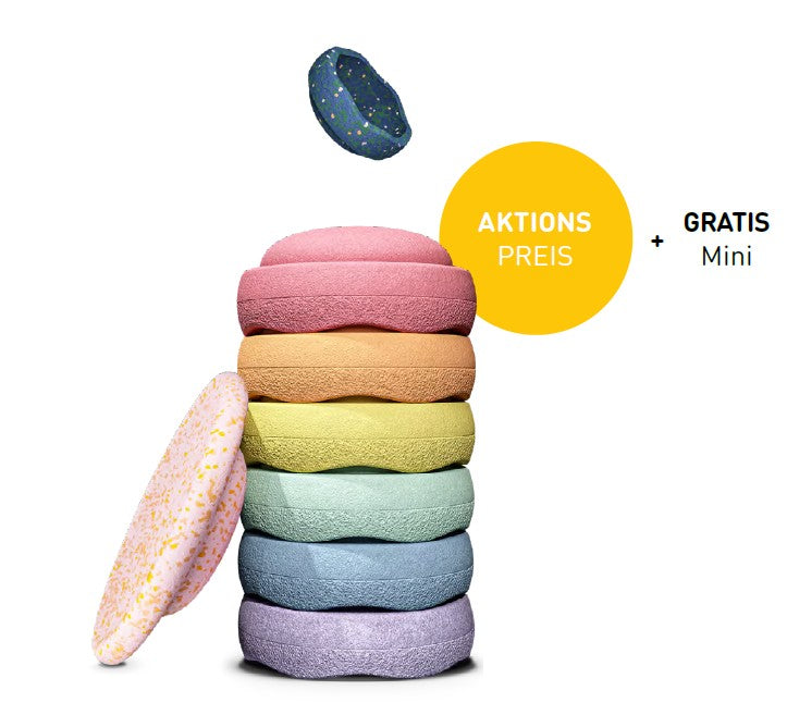 Pastel spring 6 steinar, jafnvægisbretti + lítill steinn