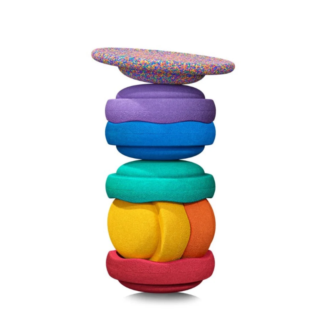 Regnboga steinar 6 í pakka + jafnvægisbretti FORPÖNTUN