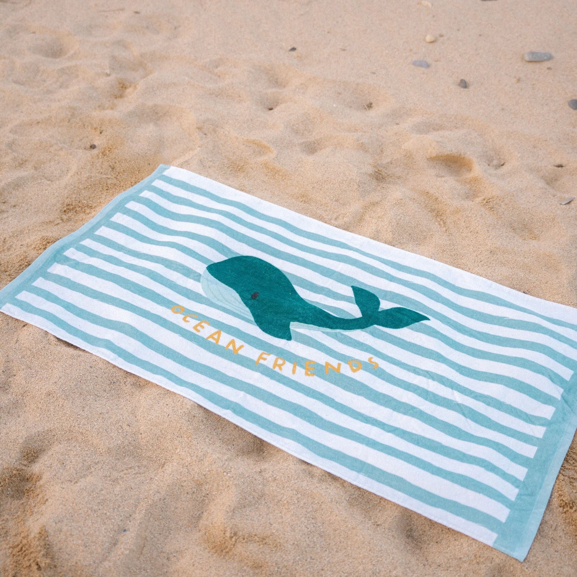 Handklæði - Seashells & stripes