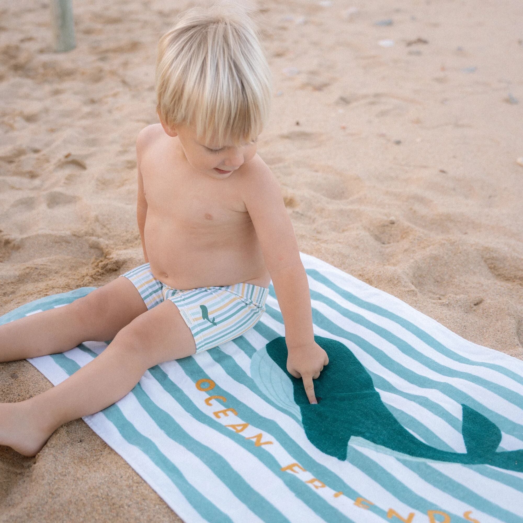 Handklæði - Seashells & stripes