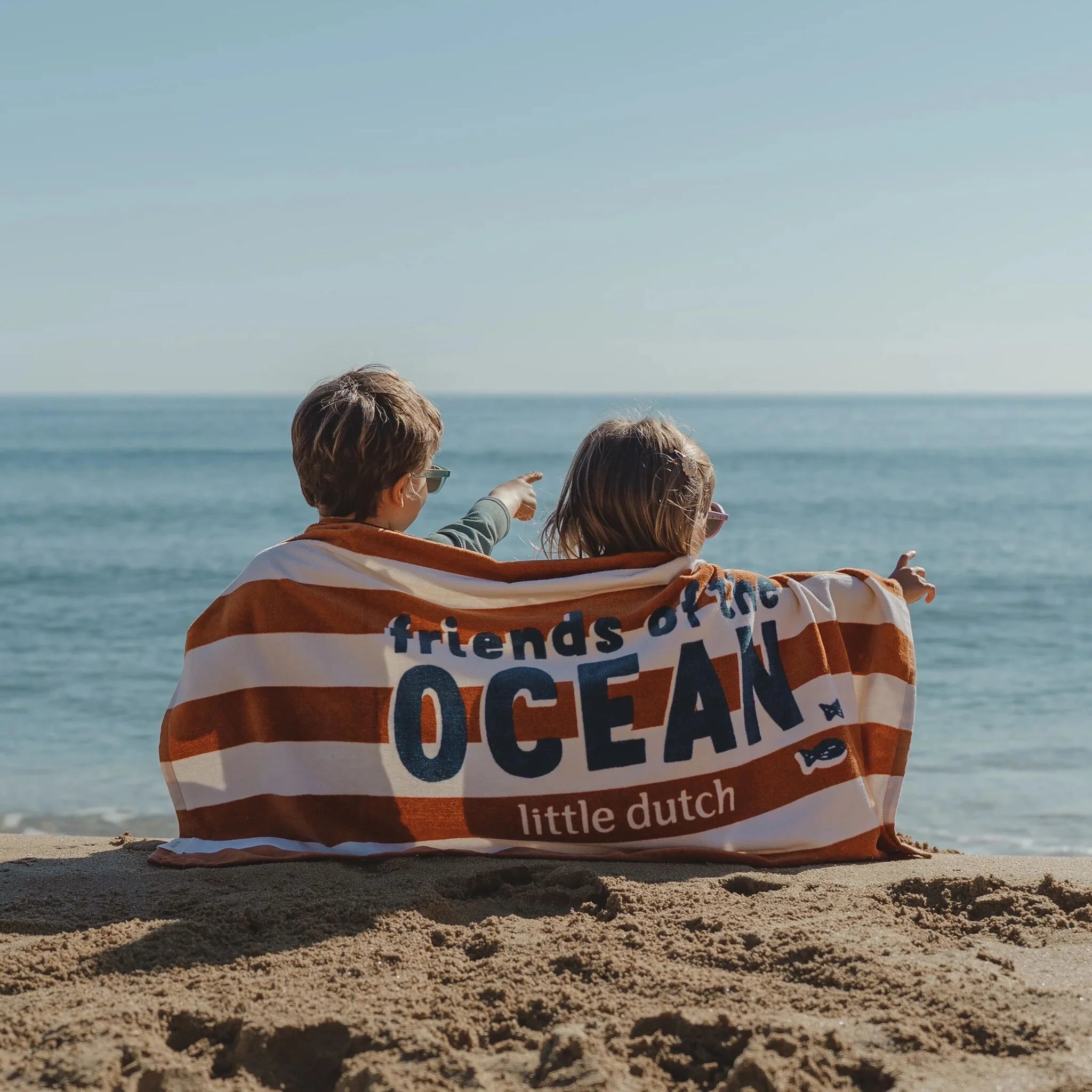 Handklæði - Ocean world brown stripe